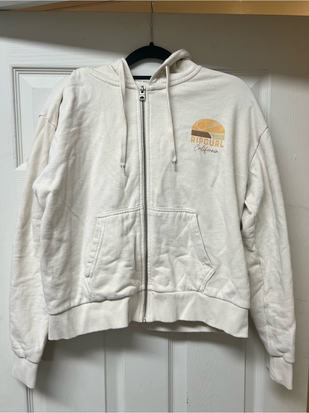 Rip Curl Cream Full-Zip Hoodie with Sunset Graphic